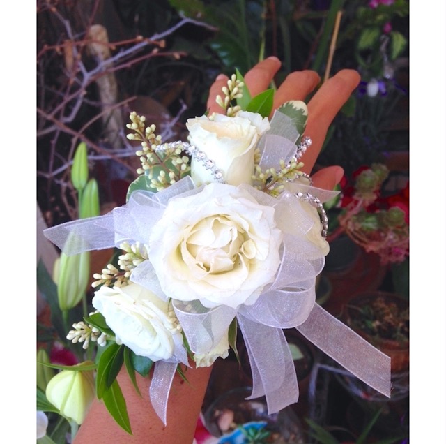White Sash Corsage